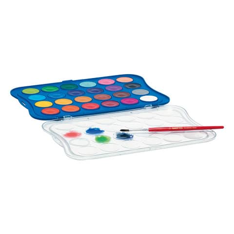 Acquerelli GIOTTO Ø 30 mm assortiti scatola da 24 + 1 pennello - F352400